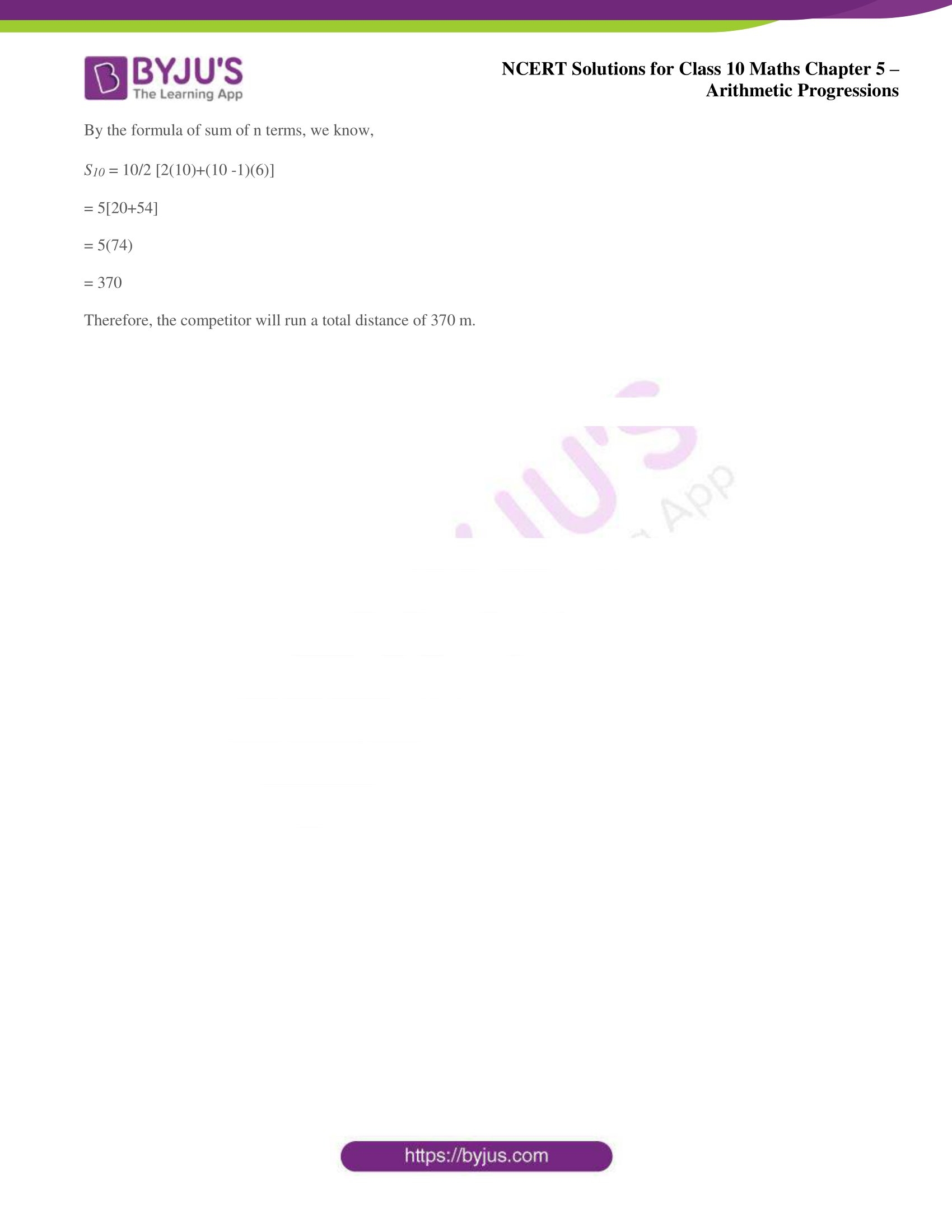 NCERT solutions for Class 10 Maths chapter 5 Arithmetic Progression