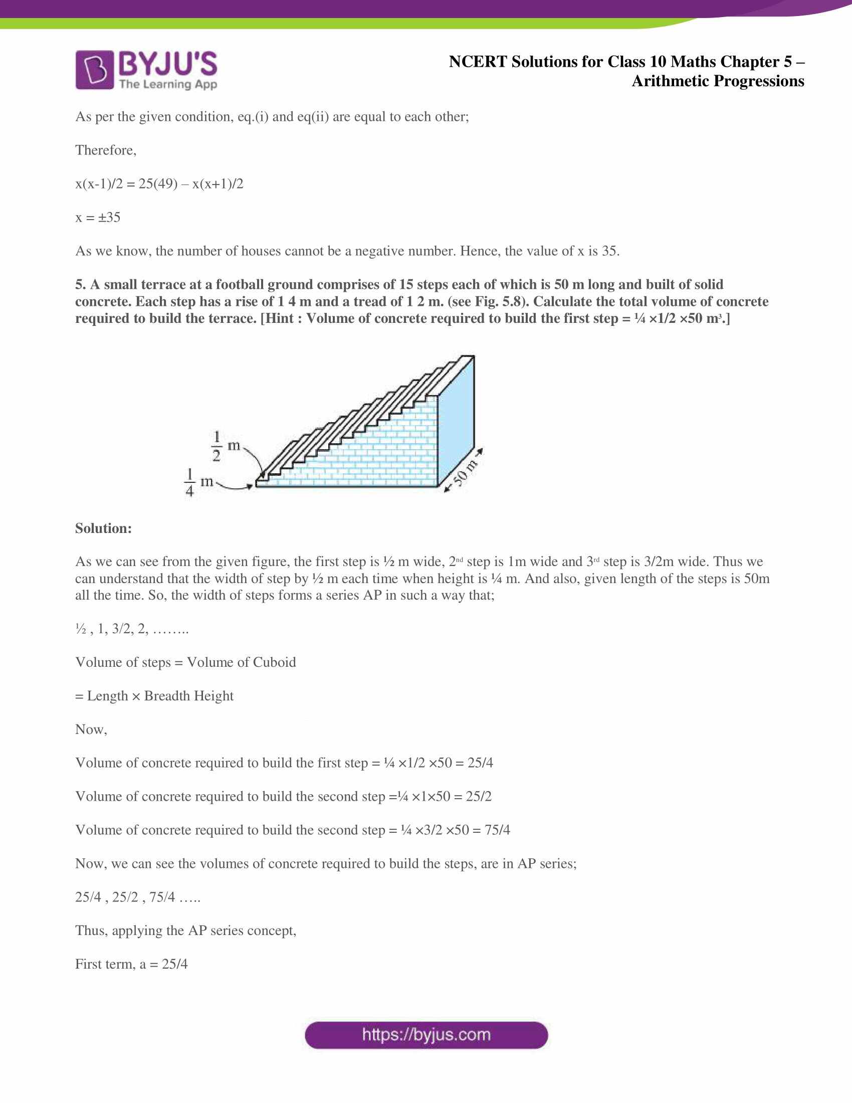 NCERT solutions for Class 10 Maths chapter 5 Arithmetic Progression