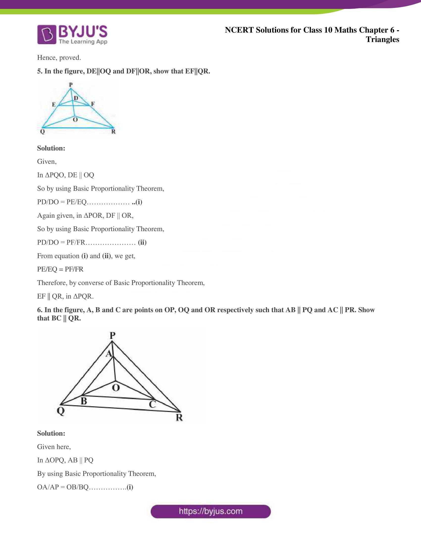 NCERT Solutions for Class 10 Maths Chapter 6 Triangles
