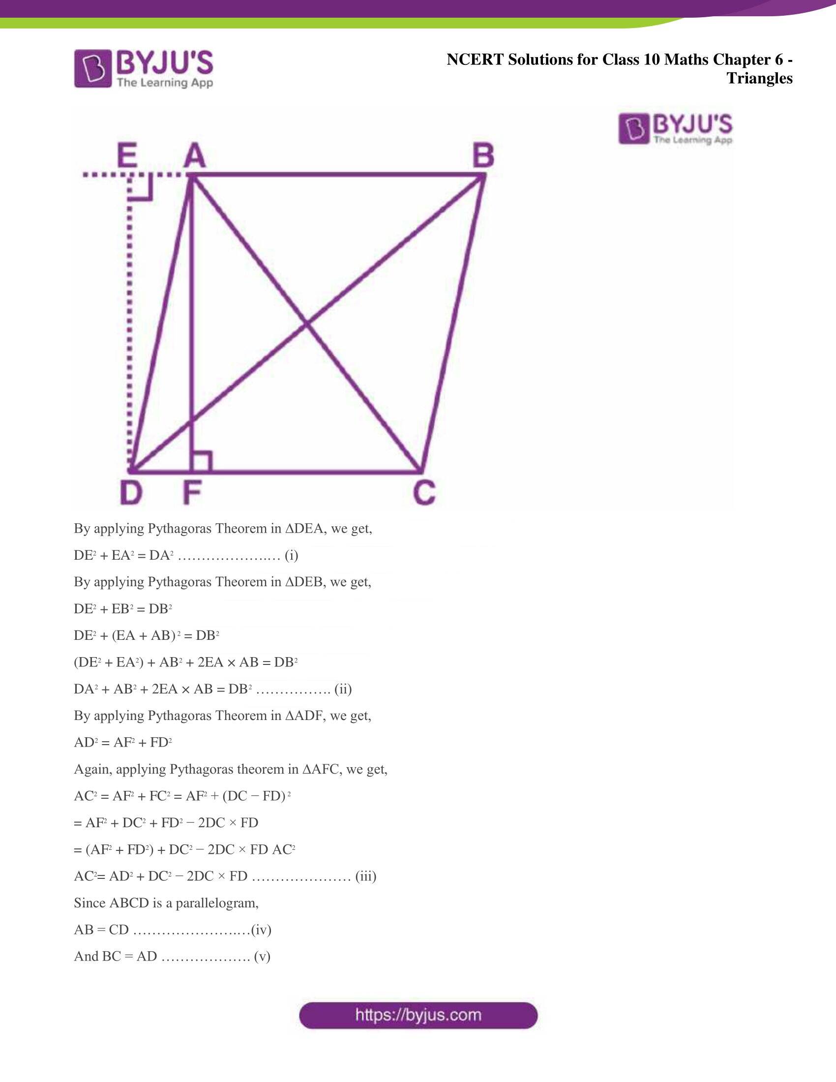 NCERT Solutions for Class 10 Maths Chapter 6 Triangles