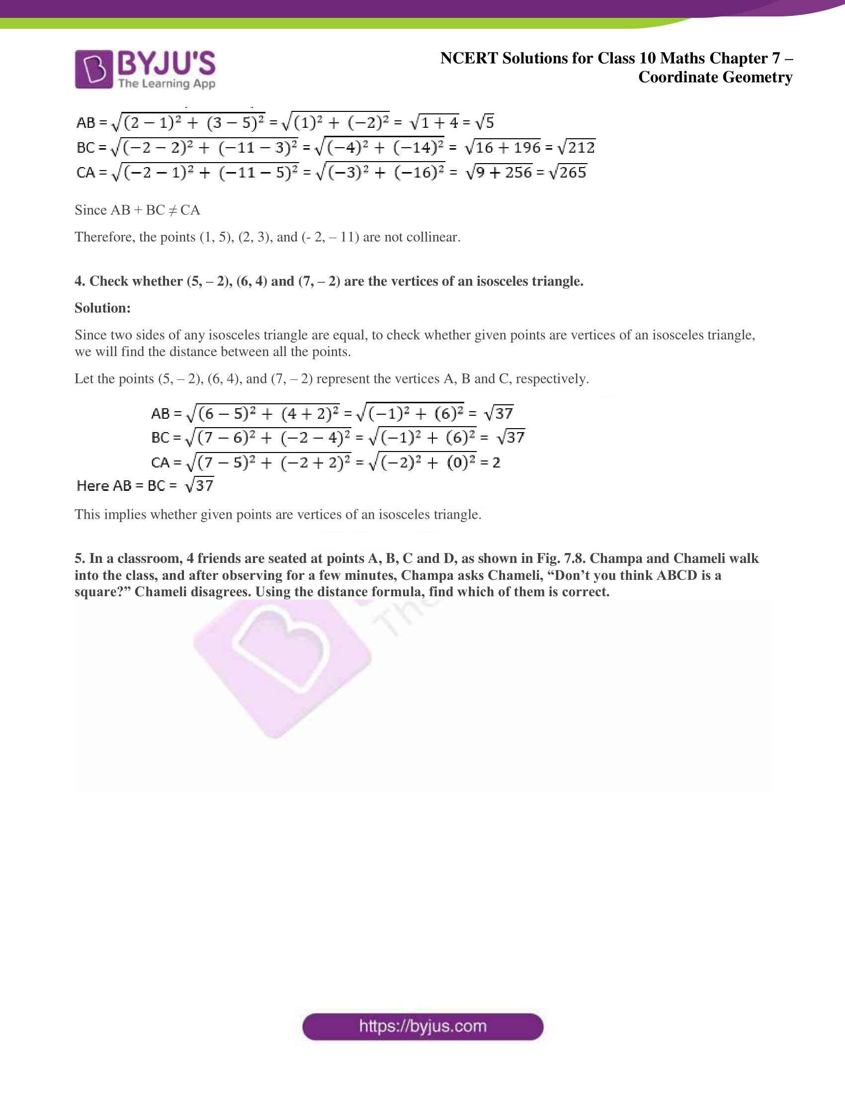 NCERT Solutions For Class 10 Maths Chapter 7- Coordinate Geometry